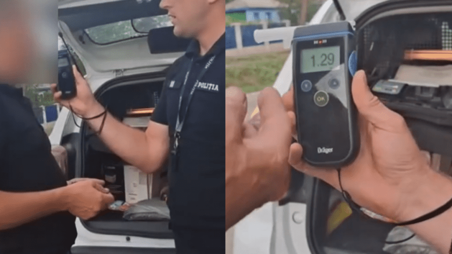VIDEO Un șofer din Drăgănești, prins la volan cu o concentrație de 1,29 mg/l alcool. Cu ce ”recompensă” s-a ales