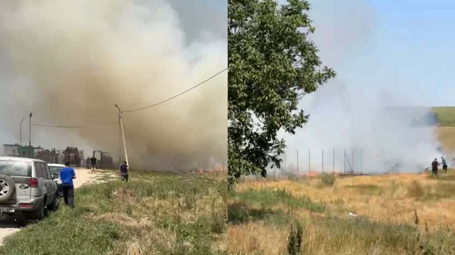VIDEO Fum dens și negru în raionul Leova. O gunoiște a luat foc