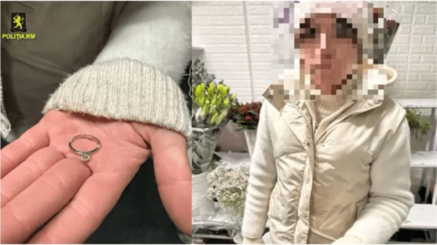 Femeia care a furat un inel de 100 mii lei, dintr-un magazin de bijuterii din Chișinău, condamnată