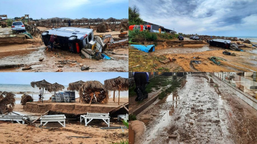 FOTO, VIDEO Dezastru pe litoralul românesc. Precipitații record, mașini înnămolite și plaje inundate urmare a furtunii