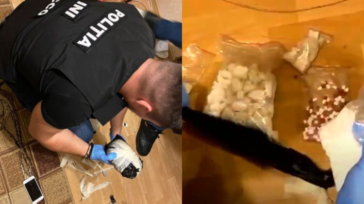 VIDEO Un tânăr și o minoră, implicați în circulația ilegală a drogurilor, prinși de polițiști. Au urmat percheziții