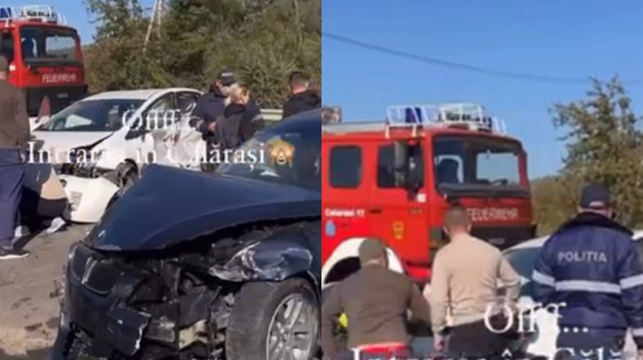 VIDEO Accident la intrarea în Călărași. Cel puțin două automobile au fost puternic avariate