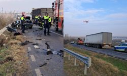 FOTO Accident de groază la Galați: Trei morți, după ce s-au tamponat un camion și o mașină din Republica Moldova