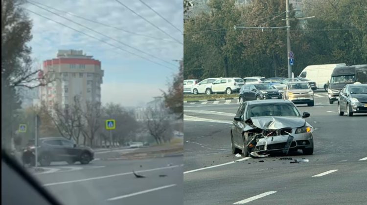 VIDEO Nu au putut împărți o intersecție. Două mașini s-au lovit grav, în Chișinău