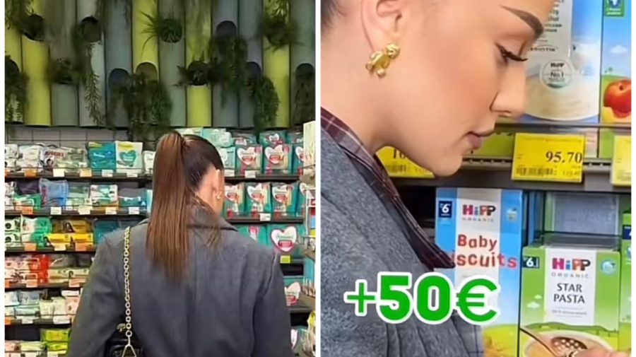 VIDEO Scrisori pentru 50 de euro, ascunse de o influenceră în cutii cu scutece, într-un supermarket din Moldova