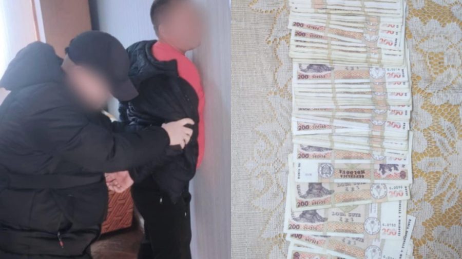 Un bărbat din nordul țării, încătușat de ofițerii CNA. Ar fi primit mii de lei pentru „eliberarea” permiselor