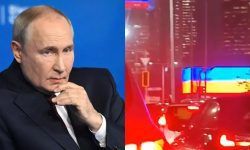 VIDEO Surpriză în timpul vizitei lui Putin în Astana. Drapelul Ucrainei a apărut în locul cel al Rusiei