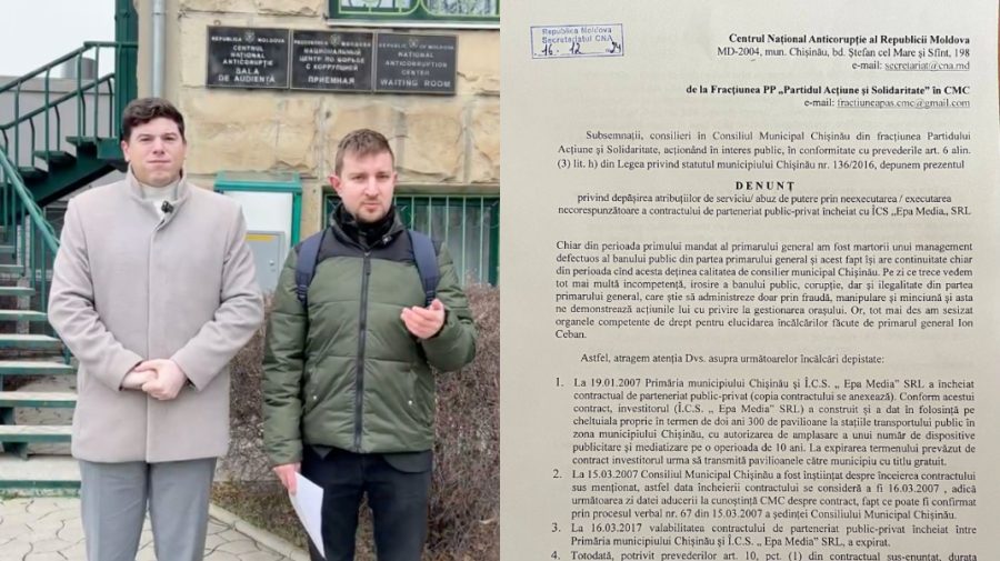 Consilierii PAS sesizează CNA-ul. Cer investigarea unui contract semnat de Primăria Chișinău