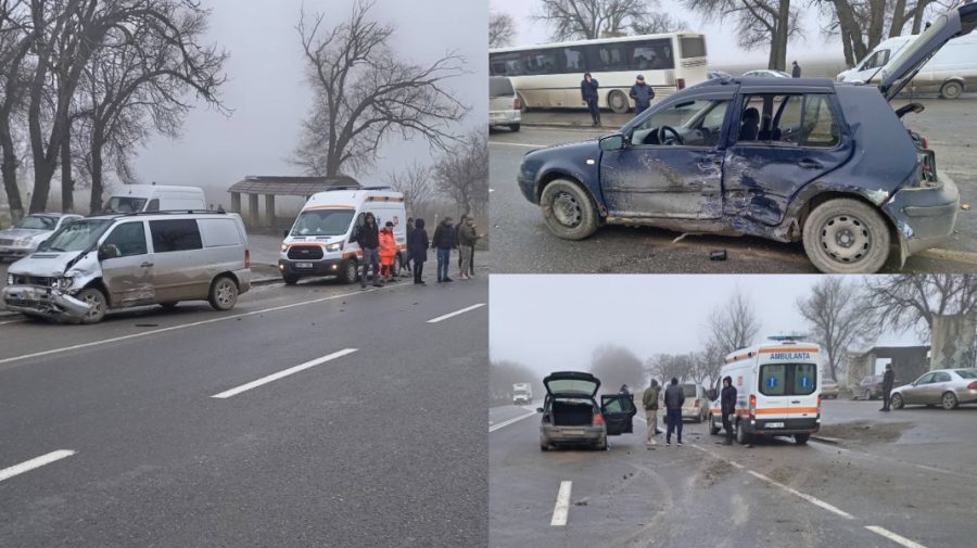 VIDEO Impact puternic între două mașini la Sîngerei. O persoană a fost transportată la spital