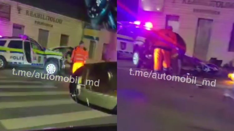 VIDEO Accident violent cu implicarea unei mașini a poliției, în Capitală. Două persoane au ajuns la spital
