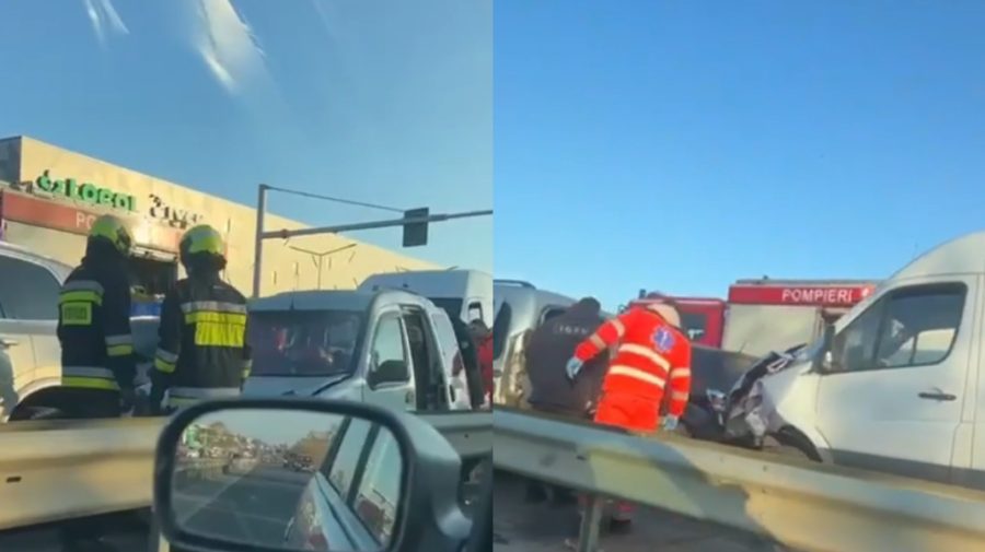 VIDEO Cinci mașini s-au accidentat grav în orașul Stăuceni. Sunt persoane traumate