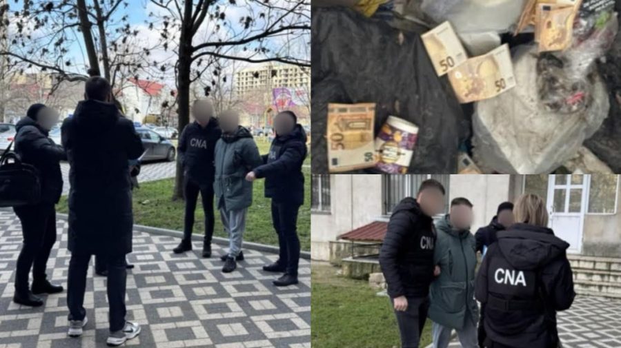 VIDEO Un bărbat a fost reținut pentru trafic de influență. Banii pretinși i-a aruncat într-o gaură de ventilare