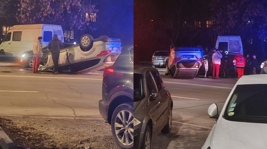 Un șofer cu Ford s-a inversat pe o stradă din Chișinău. A fost avariată și o mașină parcată