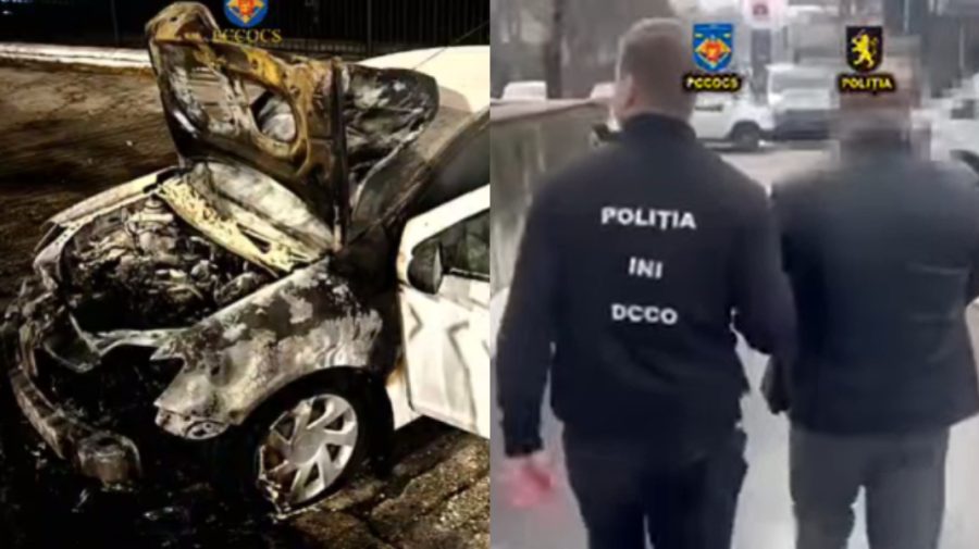 VIDEO Bărbatul care a dat foc unei mașini a Poliției în ziua alegerilor, reținut. Pentru „serviciu” ar fi primit 900 $