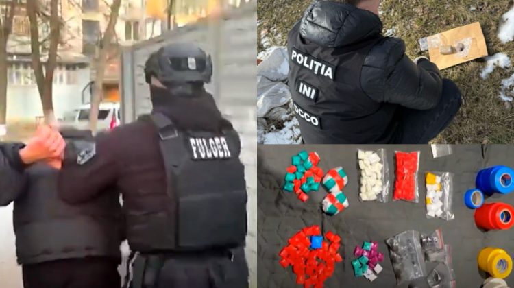 VIDEO Rețea de trafic de droguri – destructurată de polițiști. Două persoane au fost reținute în flagrant