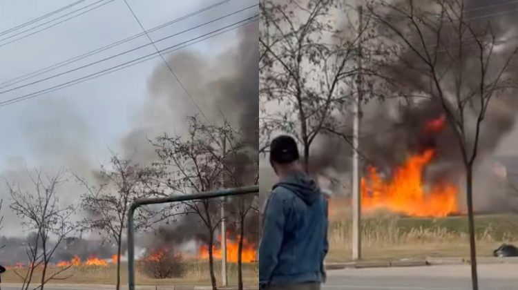 VIDEO Incendiu puternic în nordul țării. Trei echipaje de pompieri luptă cu flăcările