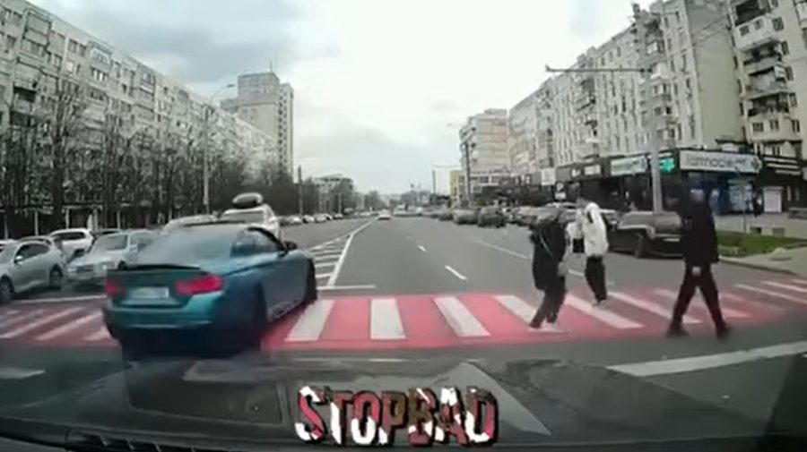 VIDEO Un șofer s-a ales cu amendă și 8 puncte de penalizare. Ce a făcut pe o stradă din Chișinău