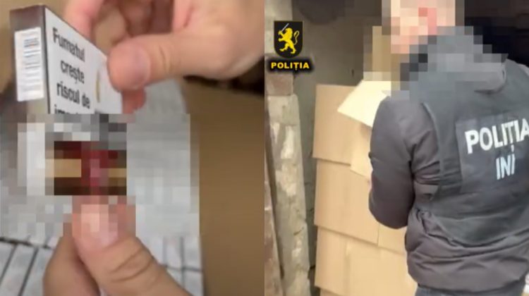 VIDEO Țigări de circa 500 000 de lei, găsite ascunse într-un garaj. Un bărbat, luat la ochi de polițiști