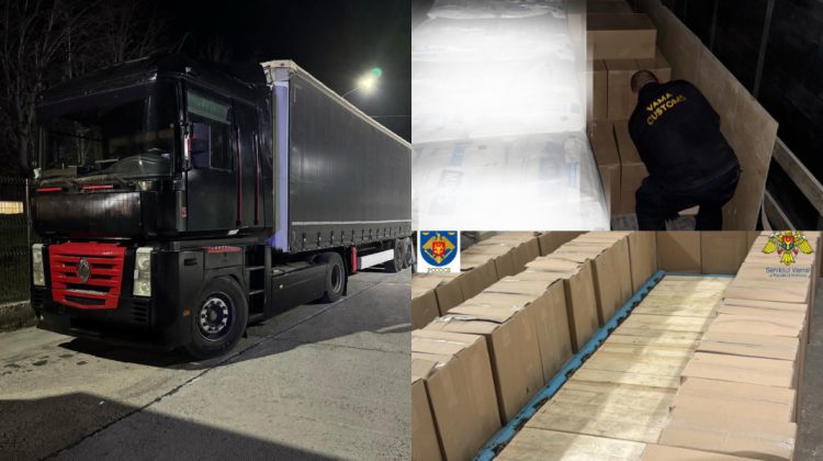 VIDEO Camion burdușit cu 870.000 de țigări de contrabandă, depistat la vama Costești. Unde urma să ajungă