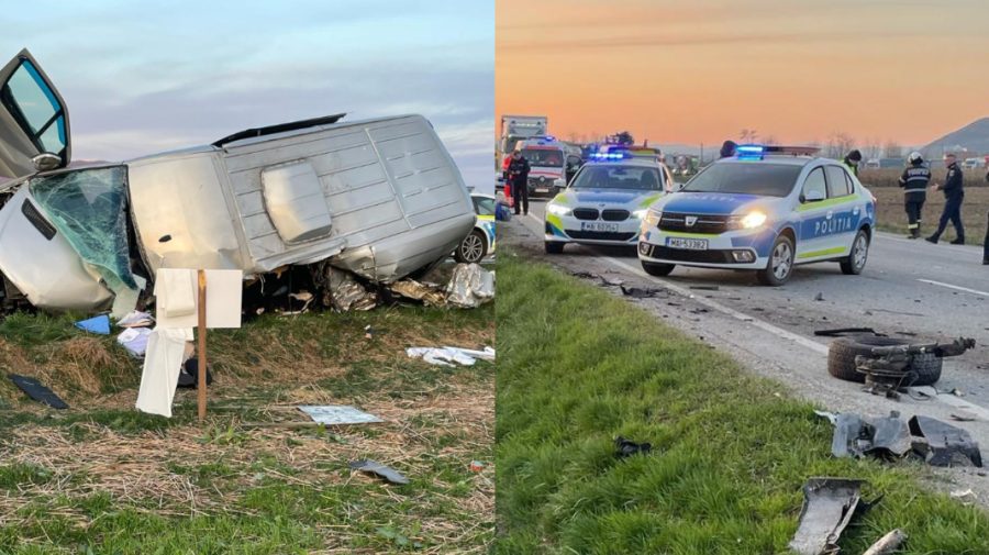 VIDEO Tragic: Un microbuz înmatriculat în Moldova a fost spulberat de un camion. Sunt morți și răniți