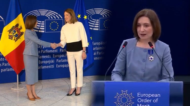 Peședinta Maia Sandu a fost decorată cu Ordinul European de Merit