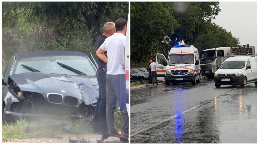 Accident grav la intrarea în Sîngera: Un automobil s-a ciocnit cu un camion, iar în zonă s-au format ambuteiaje