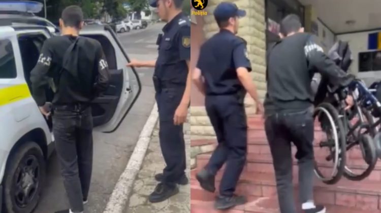 VIDEO În scaun cu rotile la cerșit, deși era sănătos. Un tânăr, documentat de poliție