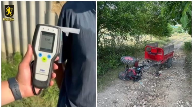 Beat criță la ghidonul unui motocultor: Un bărbat din Rădeni, prins cu o alcoolemie de șase ori peste limită