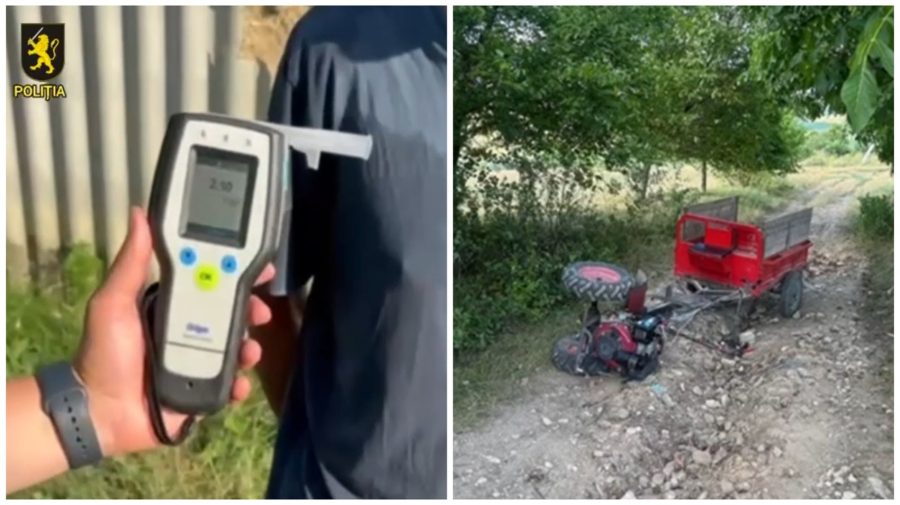 Beat criță la ghidonul unui motocultor: Un bărbat din Rădeni, prins cu o alcoolemie de șase ori peste limită