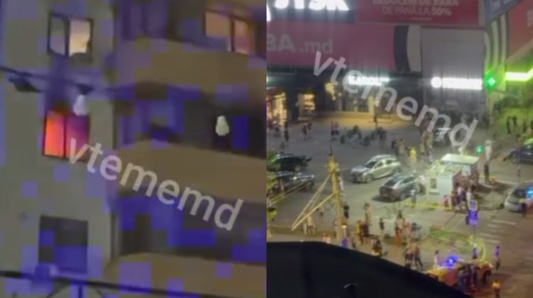 VIDEO Flăcări într-un apartament din Chișinău. Patru echipaje de pompieri, la fața locului