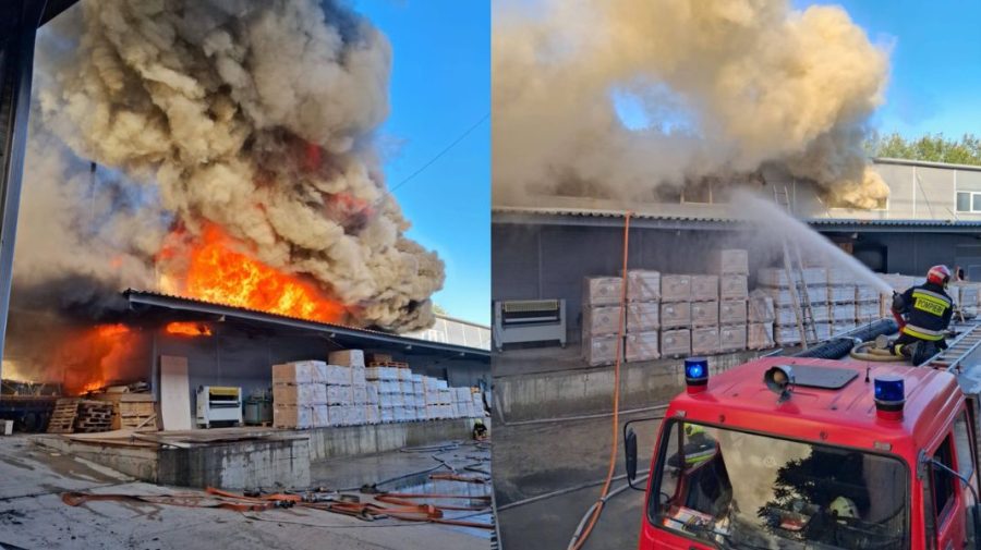 Incendiu de proporții la un depozit de material de construcții din Chișinău. Pompierii intervin cu efective sporite