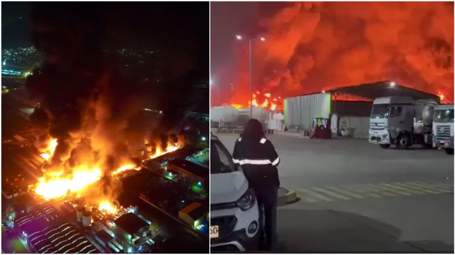 VIDEO Incendiu puternic la o uzină chimică din Chile. Flăcările au depășit 15 metri