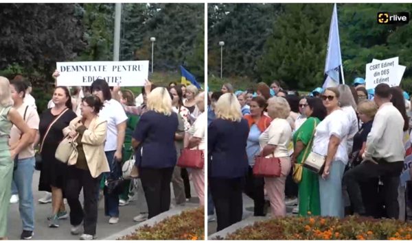 VIDEO Profesorii au ieșit la protest în fața Guvernului: „Vrem îndeplinirea angajamentelor!”