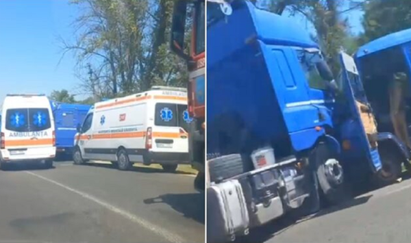 Accident grav lângă Ungheni: microbuz cu pasageri, lovit de un camion