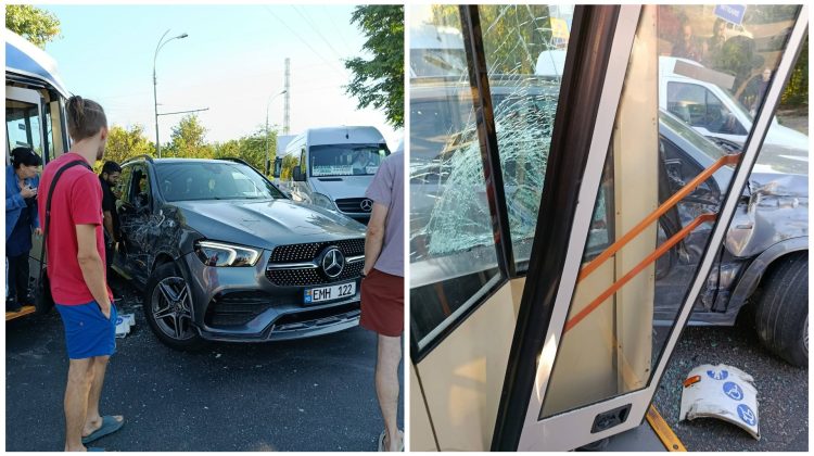 Accident în Capitală: Un Mercedes și un troleibuz, grav avariate. Ce spune Poliția