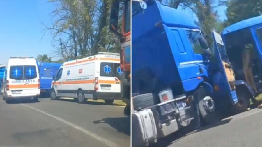 Accident grav lângă Ungheni: microbuz cu pasageri, lovit de un camion