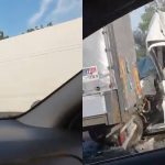 Un nou accident pe traseul R-6: Un microbuz a intrat în plin în remorca unui camion. Unul dintre șoferi, rănit