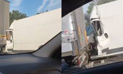 Un nou accident pe traseul R-6: Un microbuz a intrat în plin în remorca unui camion. Unul dintre șoferi, rănit