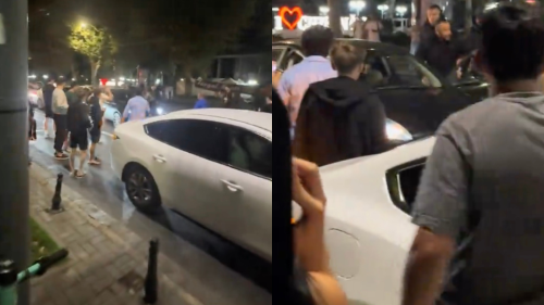 VIDEO Două mașini, avariate lângă monumentul lui Ștefan cel Mare și Sfânt. Șoferul ar fi fost beat și voia să fugă