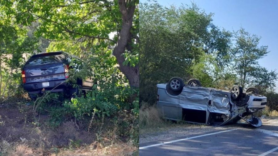 VIDEO Două mașini s-au lovit violent în raionul Anenii Noi. Unul dintre autovehicule s-a răsturnat
