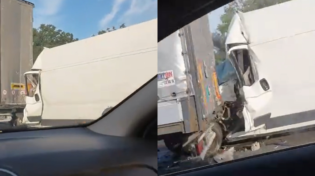 Un nou accident pe traseul R-6: Un microbuz a intrat în plin în remorca unui camion. Unul dintre șoferi, rănit