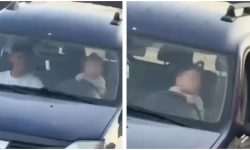 VIDEO Scene halucinante în România: Un bebeluș de 11 luni, filmat la volanul unei mașini pe un drum public