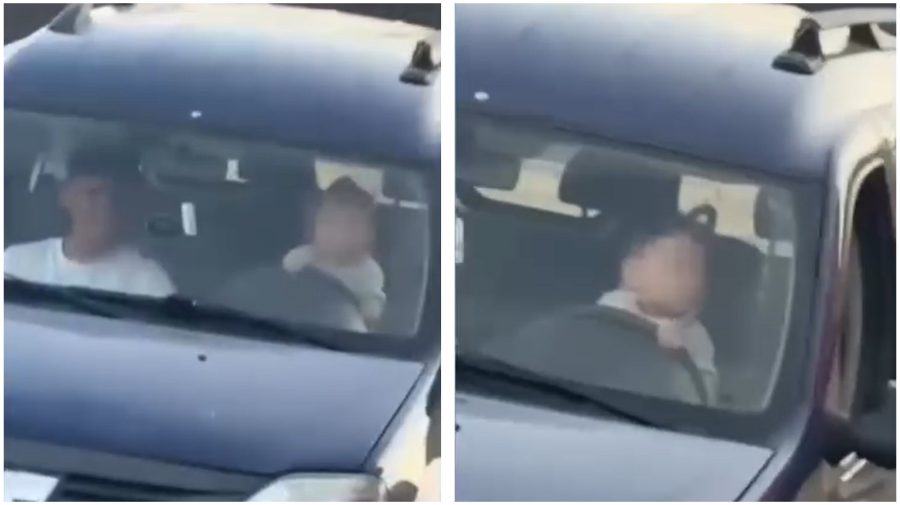 VIDEO Scene halucinante în România: Un bebeluș de 11 luni, filmat la volanul unei mașini pe un drum public
