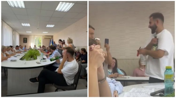 VIDEO Un consilier din Durlești a consumat alcool în timpul ședinței: „A fost o necesitate”