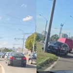 Accident rutier la cercul de la Petricani, în Chișinău. Un BMW s-a lovit cu un camion