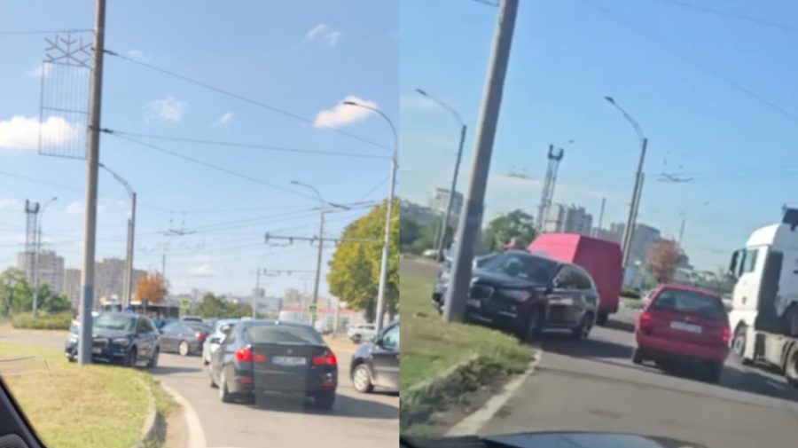 Accident rutier la cercul de la Petricani, în Chișinău. Un BMW s-a lovit cu un camion