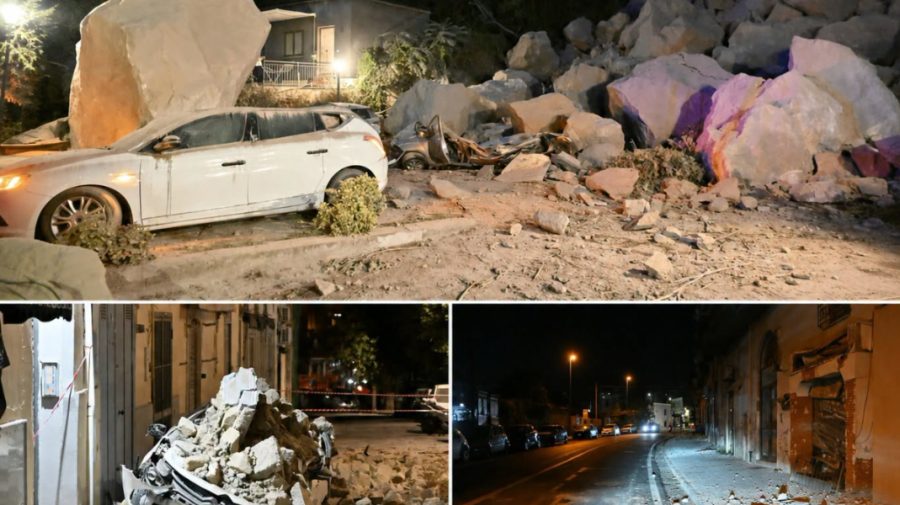 VIDEO Cutremur puternic lângă Napoli: Mașini strivite de bolovani și oameni care aleargă în stradă