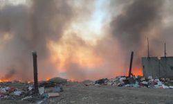 Incendiu la gunoiștea din Căușeni. Un nor dens de fum s-a ridicat deasupra orașului