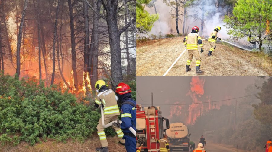 Misiune dificilă pentru pompierii moldoveni în Grecia: Incendiul s-a extins rapid, iar oamenii au fost evacuați