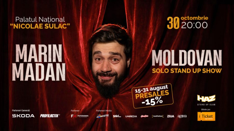 Primul spectacol de comedie socială din Moldova. Marin Madan te invită la Solo stand up show marca Marin Madan – Moldovan